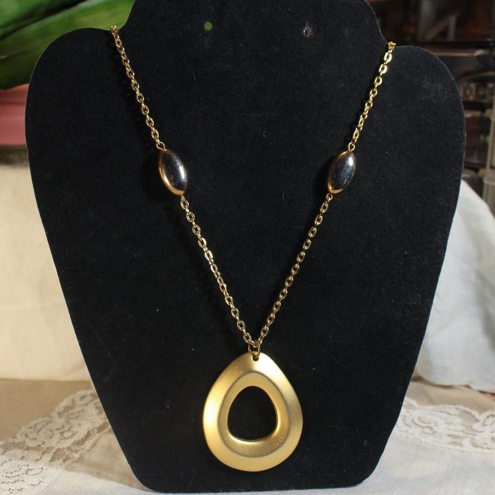 Boho Gold Teardrop Pendant Necklace Retro Link Chain